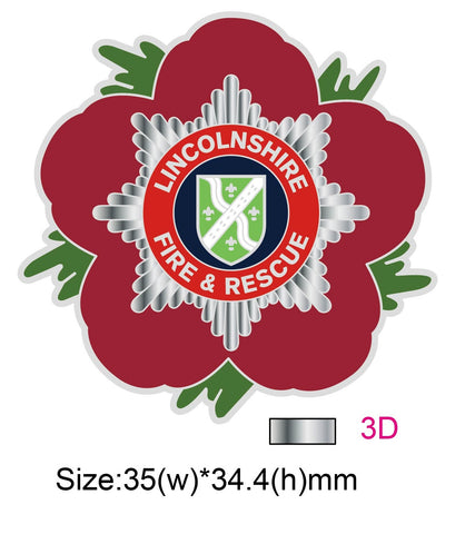 Lincolnshire Fire & Rescue Service LFR Remembrance Flower Lapel Pin