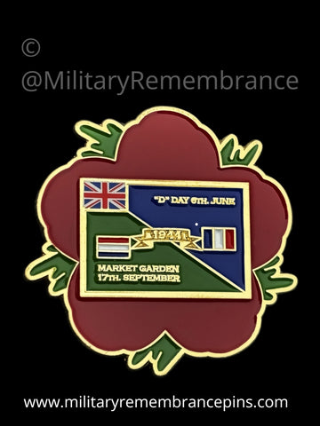 D Day Market Garden 1944 Alliance Remembrance Flower Lapel PIn