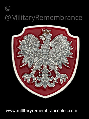 Polish Screaming Eagle Shield Poland Lapel Pin